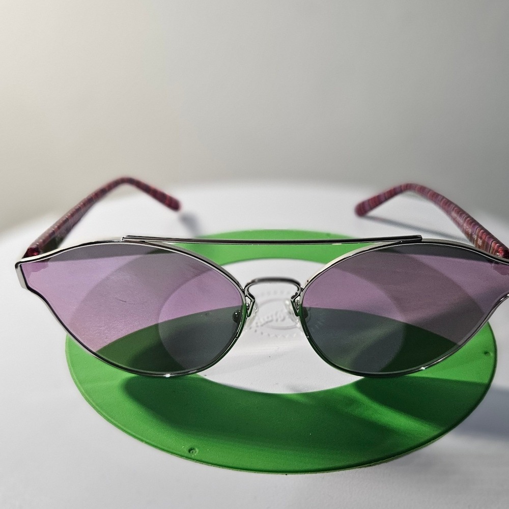 Missoni Sunglasses Womens Silver Purple MI872S02S Cat Eye Aviator Double Bridge